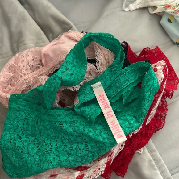 PINK Victoria's Secret Lace Panties - Red, Pink, Green, Black Grab Bag 5 Pairs - Picture 3 of 3